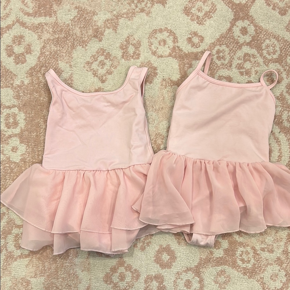 Pink toddler ballet leotards with attached skirt